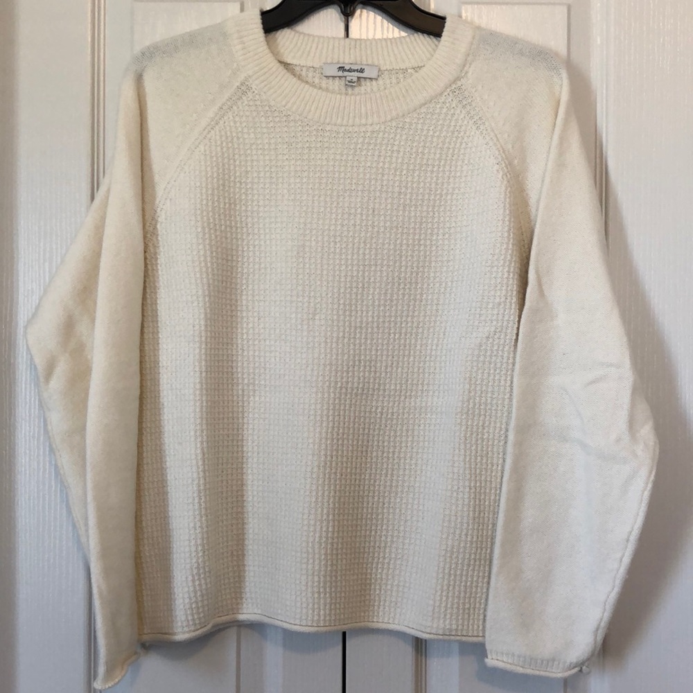 Madewell Roll Trim Waffle Pullover Sweater